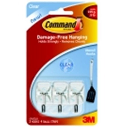 COMMAND Command Small Clear Wire Hook With 4 Adhesive Strips - 0.5 Lbs. - Pack 3 1434803